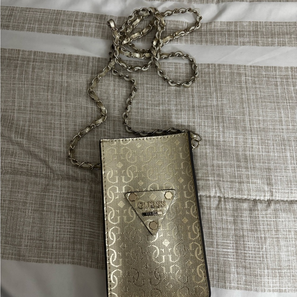 Guess Gold Crossbody Phone Bag